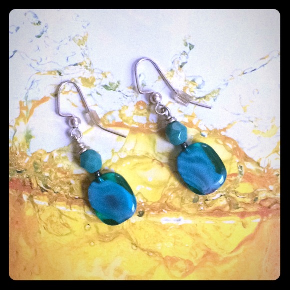 NYC Boutique Aqua Dangle Earrings - Picture 2 of 4